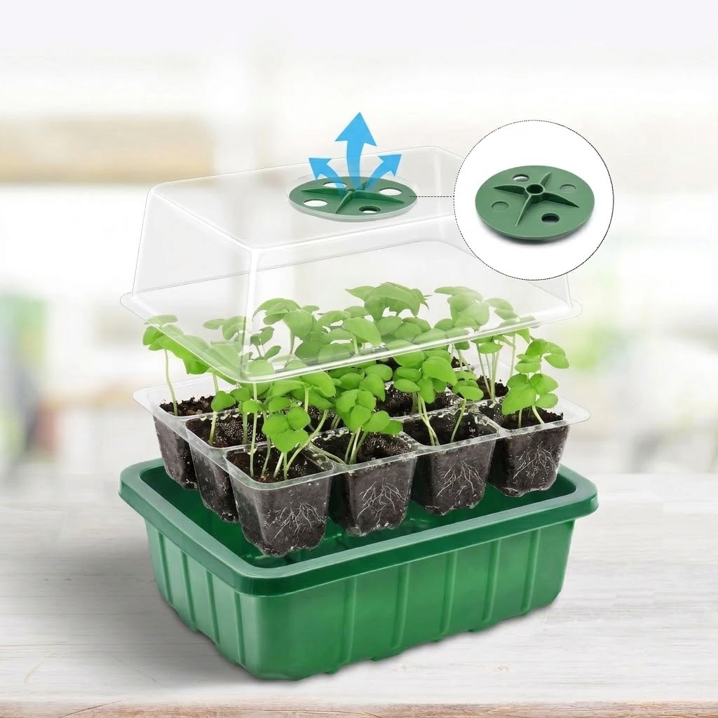Seed Starter Tray - Bandejas de germinación transparentes con control
