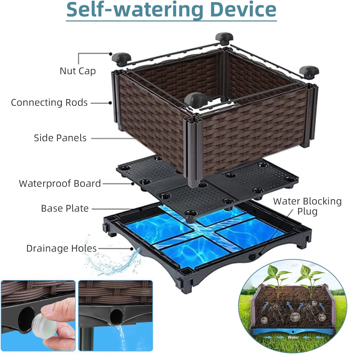 Jardinera de Ratán para Exteri - Self Watering Planter reseña y precio